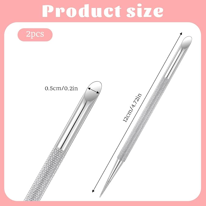 2 PCS Nail Cuticle Pusher Pen, Metal Double Ended Tools - Image 6