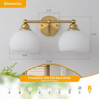GoYeel Bathroom Vanity Light Fixtures, 2 Light Bathroom Lights Over Mirror - Image 3