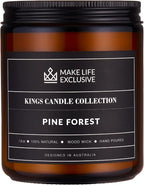 Scented Candles for Men | Pine & Cedar Scented | Wooden Wick, Long Lasting by MakeLifeExclusive