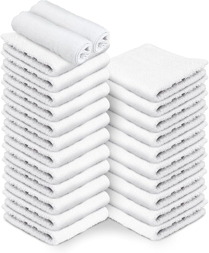 24 Pack White Hand Towels 100% Cotton Spa Towel – 16x27 inches Highly by TOALLA