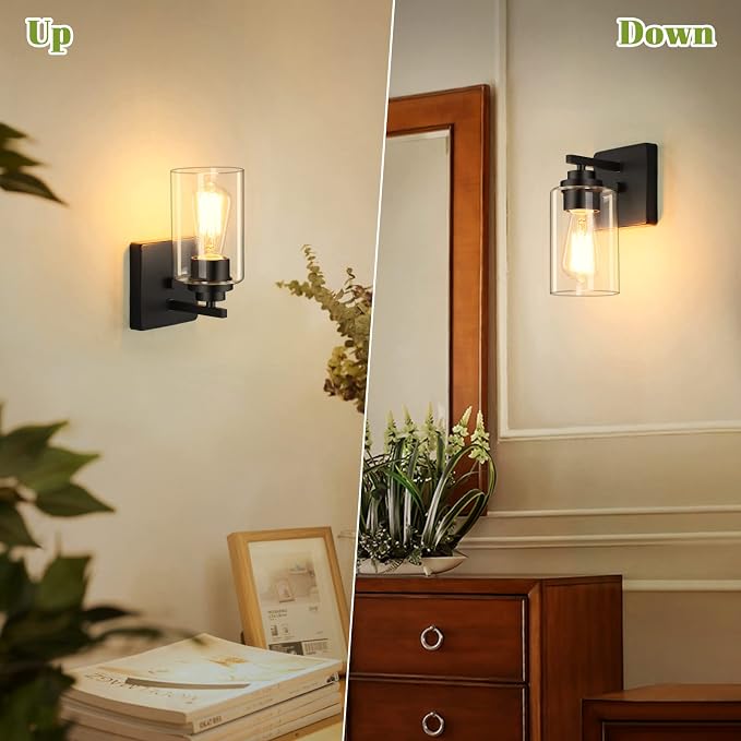 Set of 2 Wall Sconces for Bathroom, Modern Vanity Light Fixtures, Matte Black - Image 5