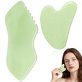 2PCS Jade Stone Gua Sha Set Face Massager Jade Facial Tools Body Lymphatic by airogym