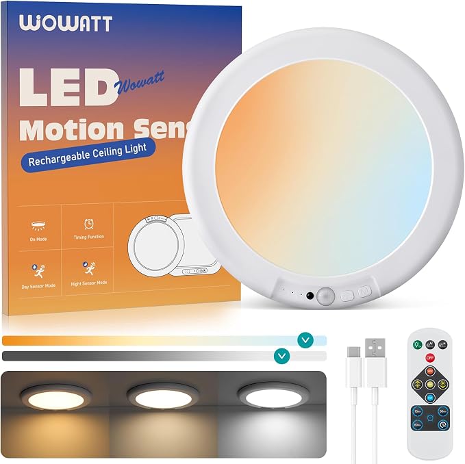 wowatt Battery Operated Ceiling Light Rechargeable Ceiling Lights by wowatt