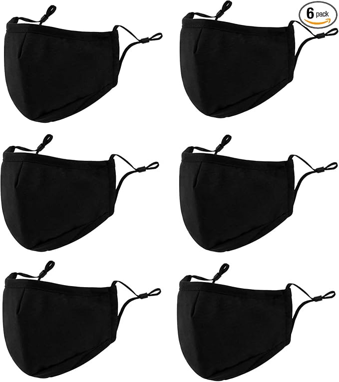3-Ply Cloth Face Mask 6 Pack, Reusable and Breathable Face Covering by Unknown