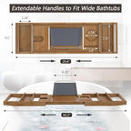 Domax Bathtub Caddy Tray Expandable Bamboo Bath Tub Tray - Image 3
