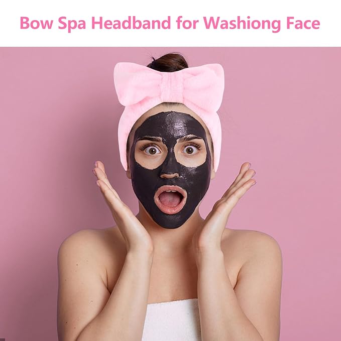 Ondder 8 Pack Makeup Headband Black and Pink Spa Headband Skincare Headbands - Image 4