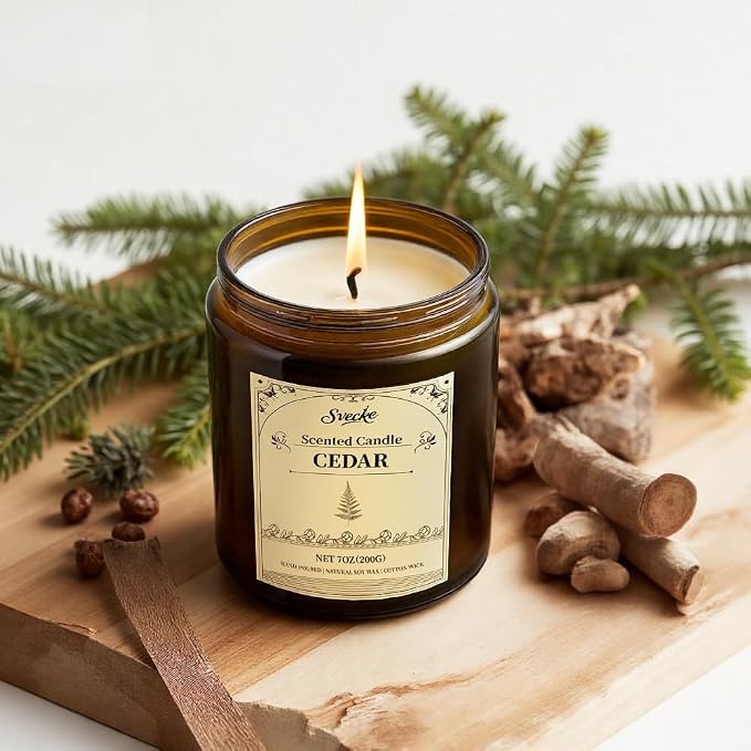 Cedar Scented Candles, 7oz Soy Wax Candle, Long Lasting Aromatherapy Jar Candle - Image 4