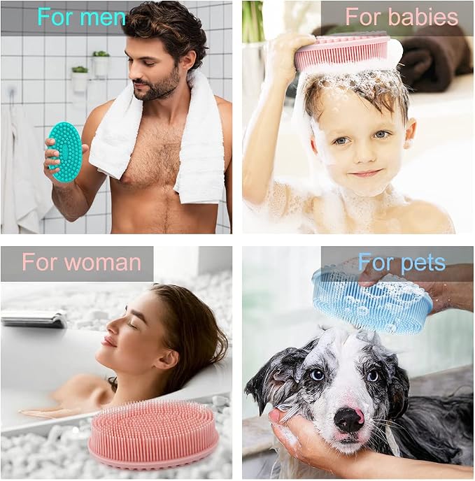 3 Pack Silicone Body Scrubber, Soft Silicone Loofah Exfoliating Body Scrubber - Image 7