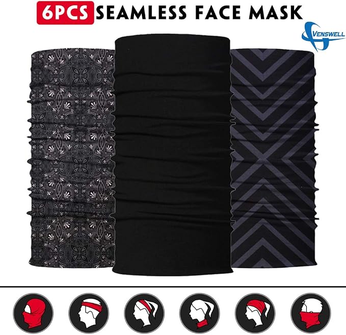 Venswell Neck Gaiter Face Mask Men Women, Seamless Bandana Rave Face Cover - Image 3