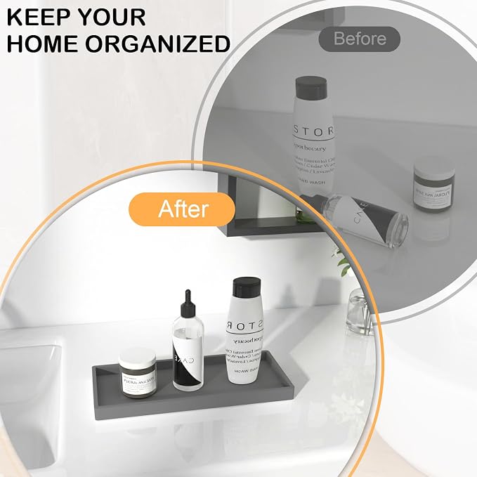 Silicone Bathroom Vanity Tray, 7.8 x 3.9 Inch Perfume Trays - Image 4