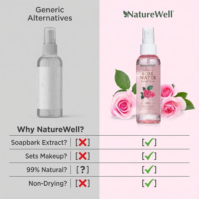 NATURE WELL Rose Water Hydrating Facial Toner Mist - Image 7