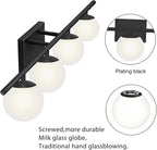 New Bathroom Vanity Light Fixtures Matte Black Milk White Globe Glass Shade 4 - Image 3