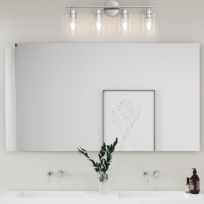 Espird Bathroom Vanity Light Fixtures Brushed Nickel, 4 Lights Rustic Farmhouse - Image 8