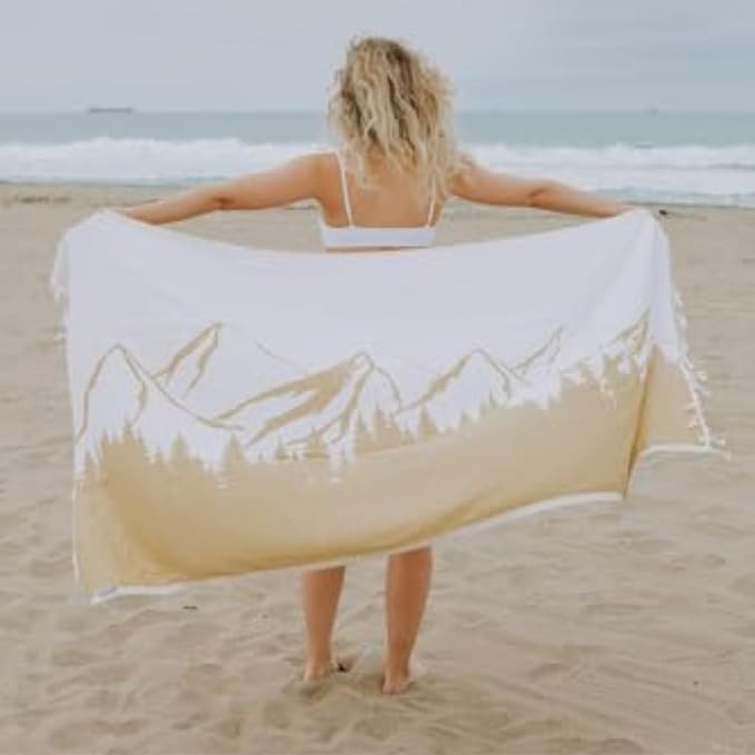 InfuseZen Turkish Towel with Mountain Landscape – 100% Organic Turkish Cotton - Image 6