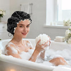 Shower Cap Reusable Double Layer Adjustable Elastic Waterproof EVA Hair Bath - Image 7