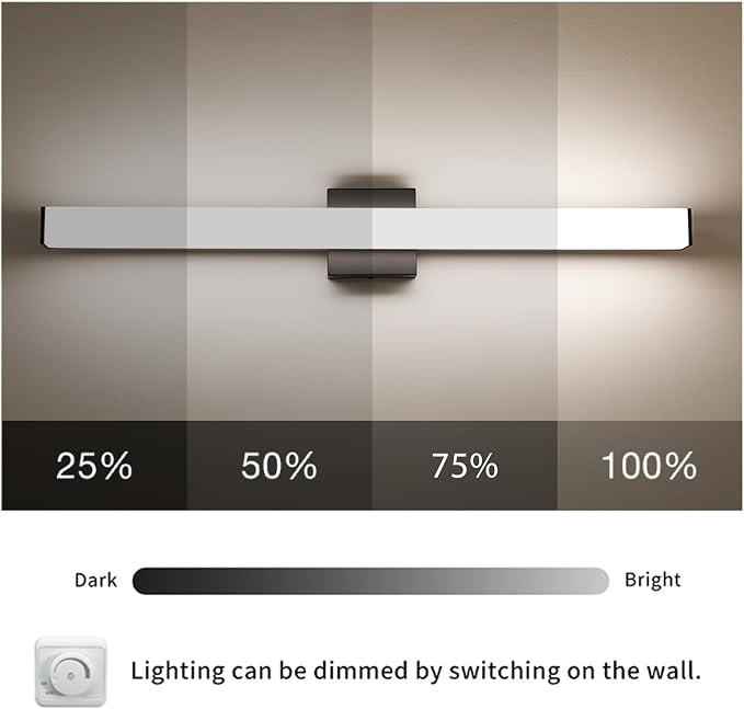 LED Bathroom Vanity Light Fixtures 31.5in Matte Black, Dimmable 24W 4000K - Image 3