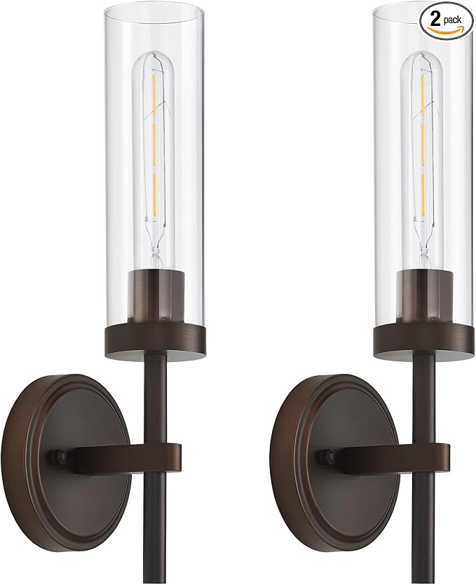 SANTOSTOCK Oil Rubbed Bronze Wall Sconces Set of Two, Bathroom Wall Sconces by SANTOSTOCK