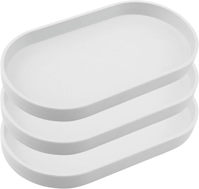 White Small Tray, 3 Pack Oval Tray by VCREATC-VCREATEFORCUSTOMER