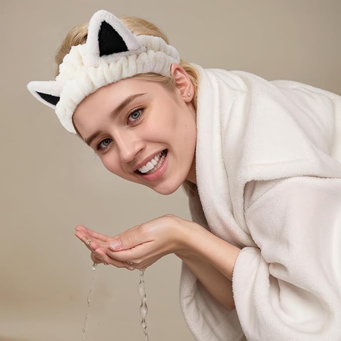 2 Pcs Cat Ears Headband, Cute Spa Headbands - Image 2