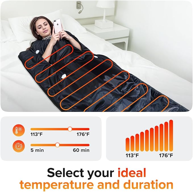 Portable Sauna Blanket with Zipper Arm Holes - 6 ft x 3 ft Far Infrared Sauna - Image 8