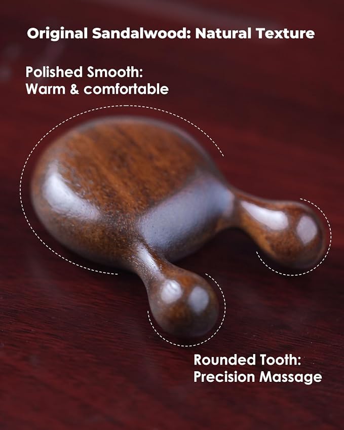 Gua Sha Massager for Face, Natural Sandalwood Wooden Guasha Scraping Massage - Image 6