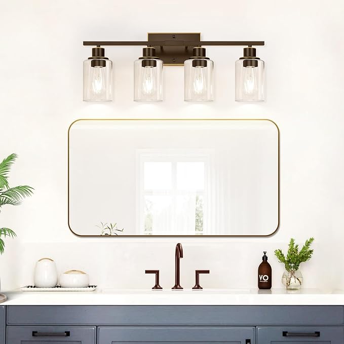 Indoi 4 Light Bathroom Light Fixtures, Oil-Rubbed Bronze Modern Vanity Lights - Image 7