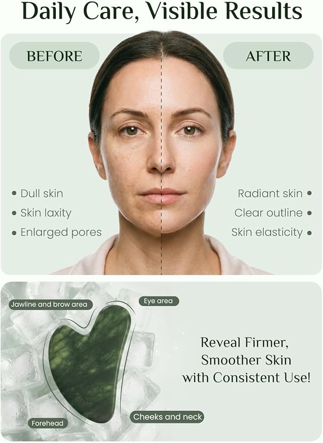 Rena Chris Gua Sha Facial Tools, Natural Jade Stone Guasha Tool - Image 6
