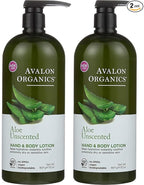 Avalon Organics Hand & Body Lotion, Aloe Unscented, 32 Oz- Pack of 2 by Avalon