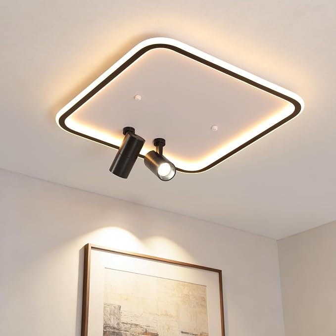 Shine LUEST Modern Square LED Flush Mount Ceiling Light Fixture, 2 Adjustable by ShineLUEST