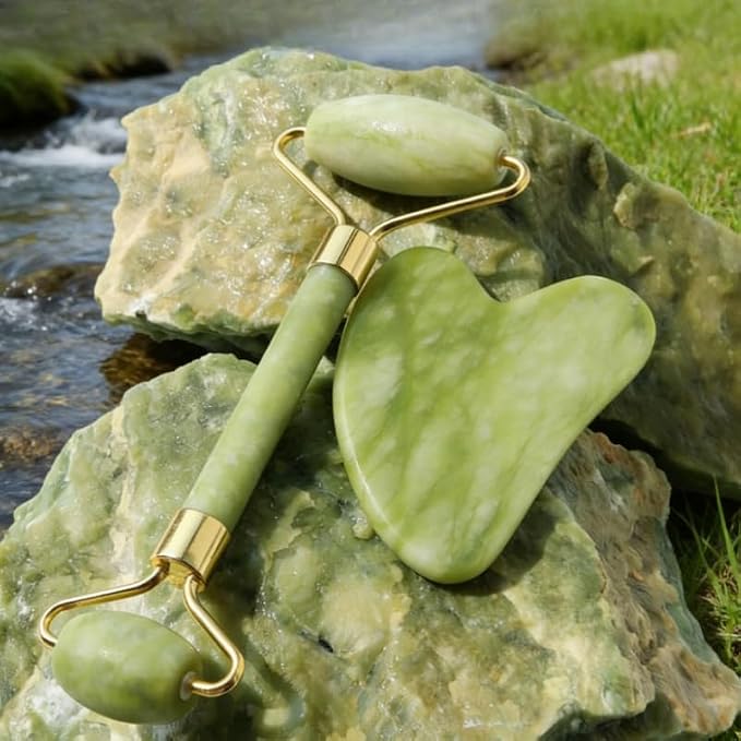 Jade Facial Roller & Gua Sha Set – Natural Stone Skincare Tools - Image 4