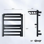 LANMEL 2 in 1 Towel Warmer Rack & Towel Rack Wall, 6 Bars Electric Wall Mounted - Image 2