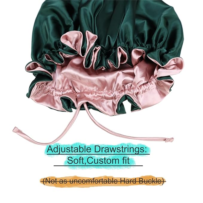 Adjustable Silk Satin Bonnet Hair Care Caps - Image 3