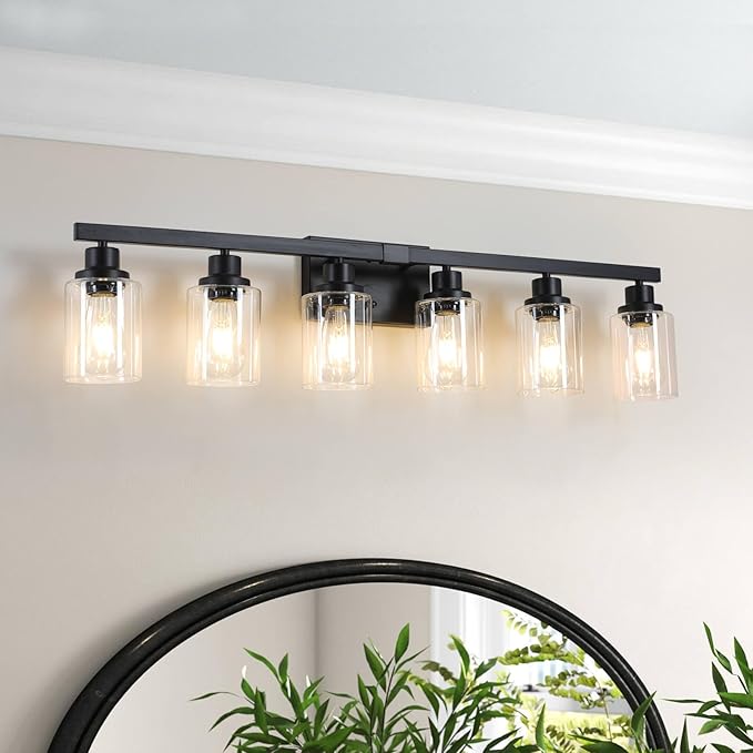 6-Light Black Vanity Lights 38'' Modern Bathroom Vanity Lighting Fixtures Above - Image 3