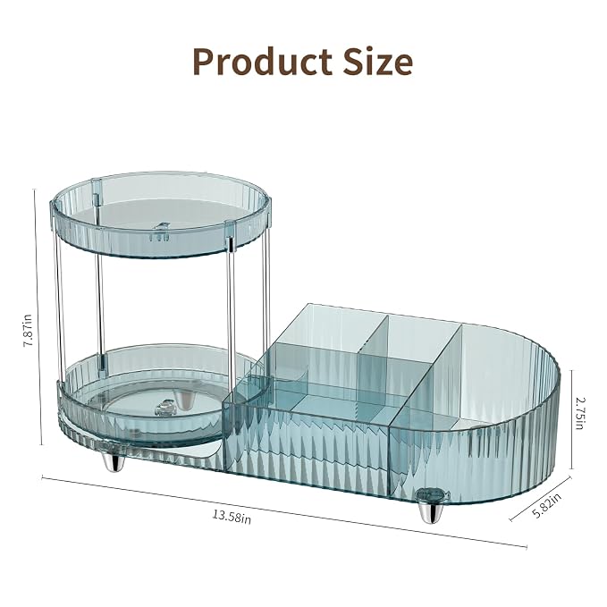 Rotating Makeup Organizer for Vanity, 2 Perfume Trays - Image 7