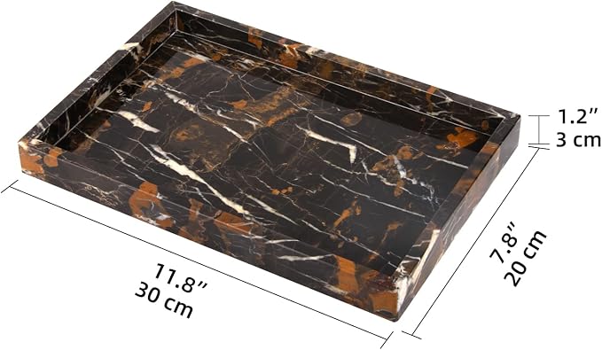 Marble Bathroom Vanity Tray, Natural Luxury Vanity Home Kitchen Bathroom Table - Image 3