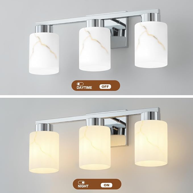 3-Light Bathroom Light Fixtures, Modern Vanity Lights, Chrome Metal Wall Lamp - Image 6