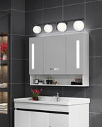 New Bathroom Vanity Light Fixtures Matte Black Milk White Globe Glass Shade 4 - Image 5