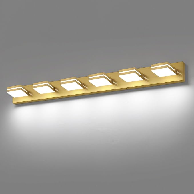 SineRise LED Modern Bathroom Vanity Light Fixtures, Brass Modern Acrylic by SINERISELIGHTING