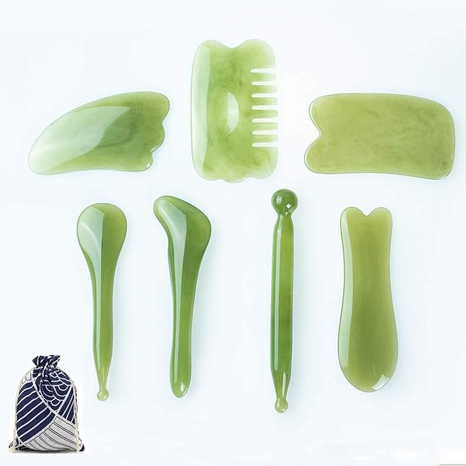 7 Pieces Gua Sha Scraping Massage Tool, Natural Resin GuaSha Tool Massage Tools by Unknown