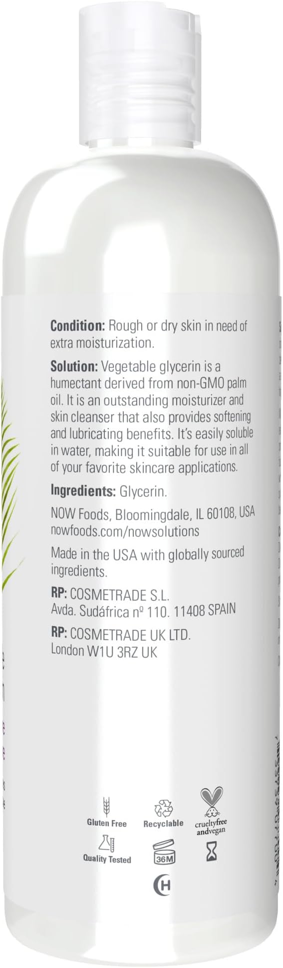 NOW Foods Solutions, Vegetable Glycerin, 100% Pure, Versatile Skin Care - Image 2