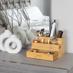 Harzen Brothers Hair Tool Organizer- Bamboo, Blow Dryer Holder, Bathroom - Image 4