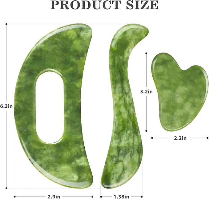 3 in 1 Jade Stone Gua Sha Massage Tool, Large Guasha Muscle Scraper Tools Set - Image 2