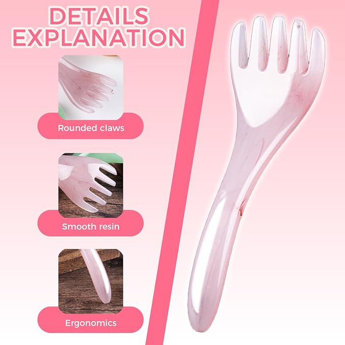 2Pcs Pink Head Massager Scalp Tool, Gua Sha Scalp Massager & Comb - Image 6