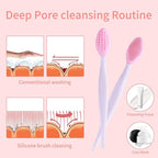 3 Pcs Lip Scrub Brush with Silicone Facial Cleansing Brush, Removing Blackhead - Image 3