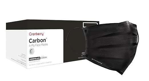 Cranberry USA Carbon Black Face Masks, Disposable, Elastic Earloops, Medical & by CranberryUSA