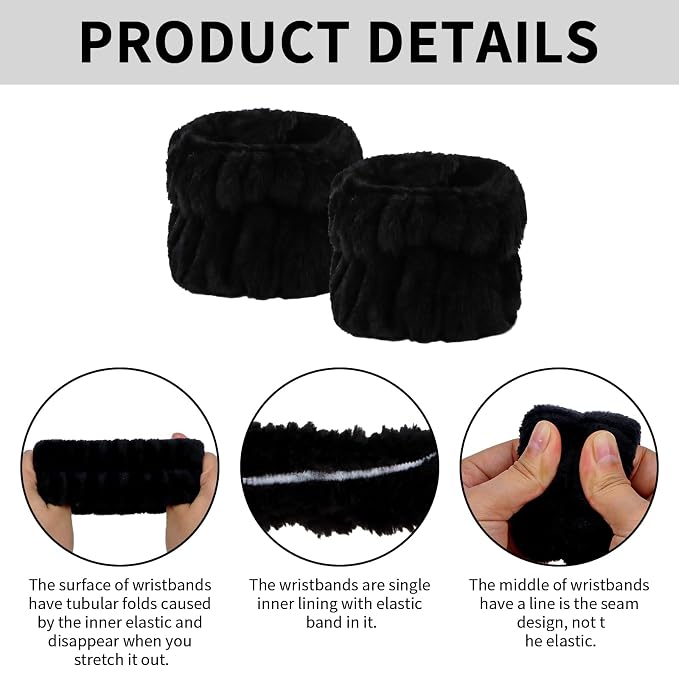 6Pcs Spa Headband and Wristband set, Terry Cloth Skincare Makeup Headbands - Image 6