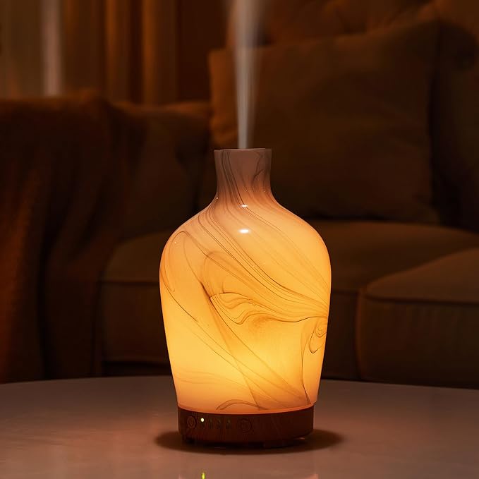 Classical Vase Art Glass Aromatherapy Diffuser 160ml ultrasonic Cool Mist Scent by inrorans