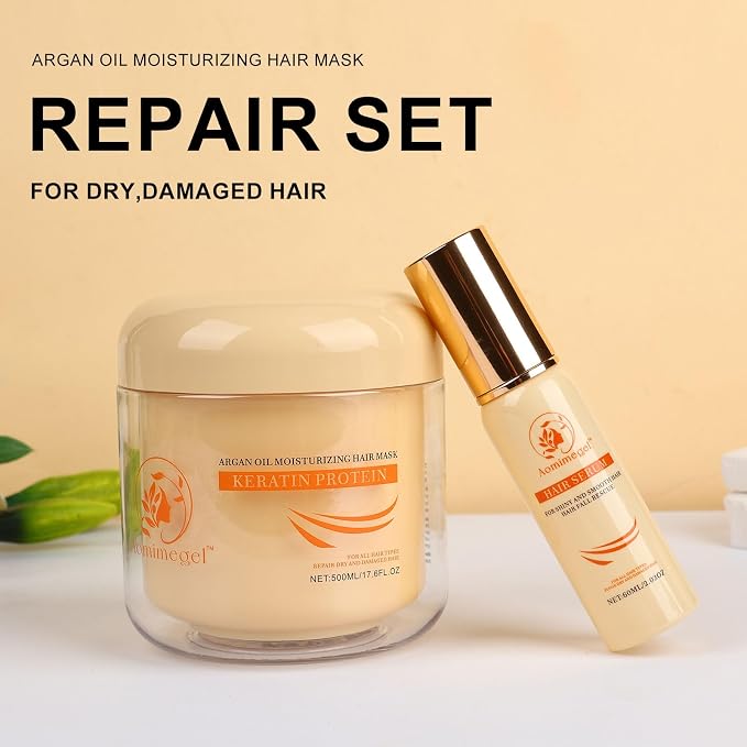 Hair Mask Argan Oil Set Deep Repair Conditioning Collagen Hair Treatment - Image 2