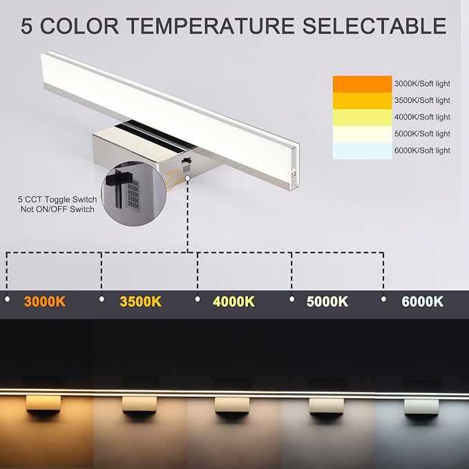 Modern Bathroom Vanity Light 15.7 inch 12W Dimmable 5CCT Led Bath Lights - Image 2