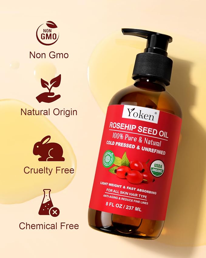 Yoken Rosehip Seed Oil Organic, USDA Certified 100% Pure Rosehip Oils - Image 6
